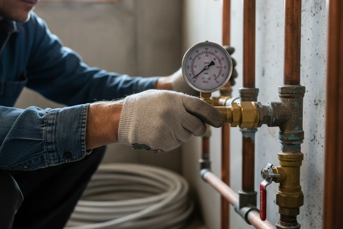 Pressure testing a repaired line during Water Line Repair in Corry